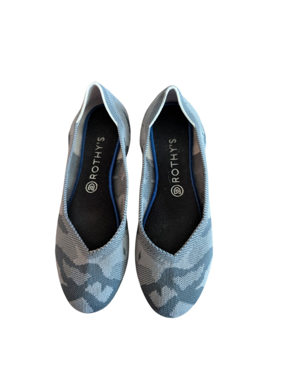 Rothy's Size 9 The Flat Red Bottom Gray Camo Bottom Round Toe Ballet Flats